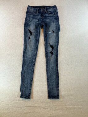 Buckle Black Distressed DArk Wash Slim Fit Jeans